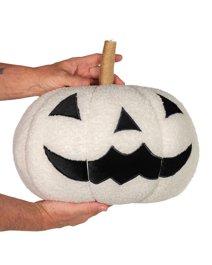 Weißer Halloween Kürbis als Zierkissen Ø 34cm