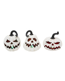 Spooky Halloween Kürbis weiß mit LED 14cm