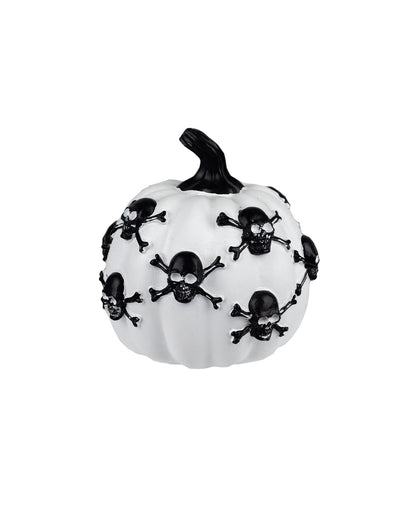 White Pumpkin With Skulls 13cm