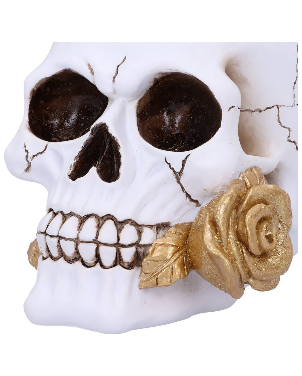 Weißer Totenkopf mit goldener Rose