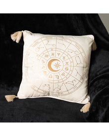 Weißes Astrology Wheel Kissen 35x35cm