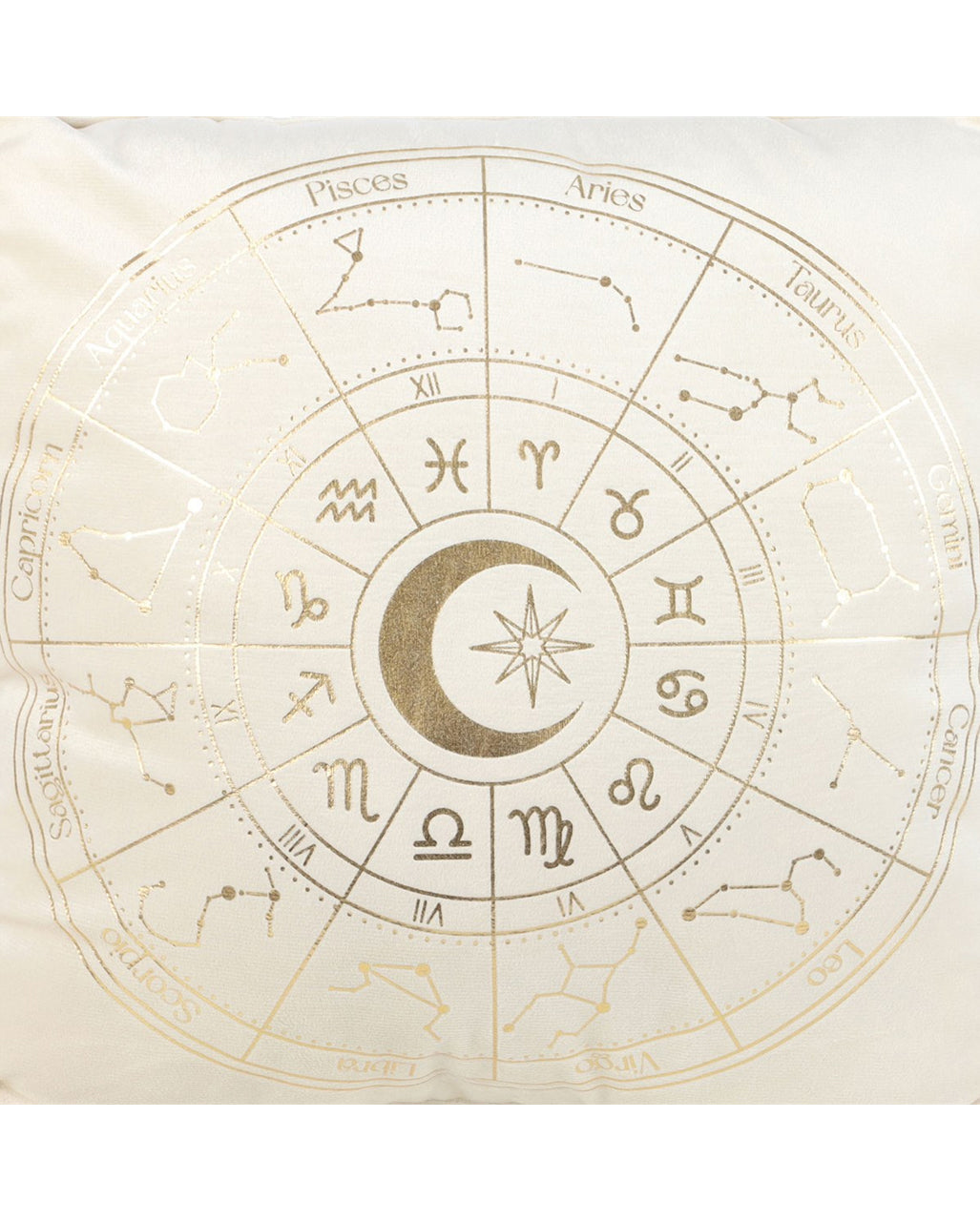 Weißes Astrology Wheel Kissen 35x35cm