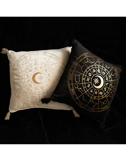 Weißes Astrology Wheel Kissen 35x35cm