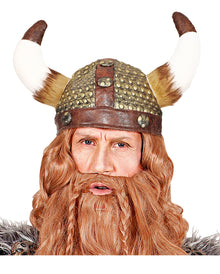Wikinger Helm Faxe mit Kunstfell in Lederoptik
