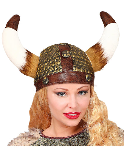 Wikinger Helm Faxe mit Kunstfell in Lederoptik