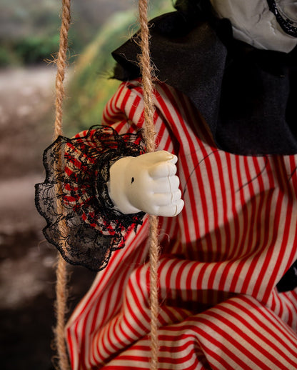 Fidgeting Horror Clown On Swing Animatronic 70cm