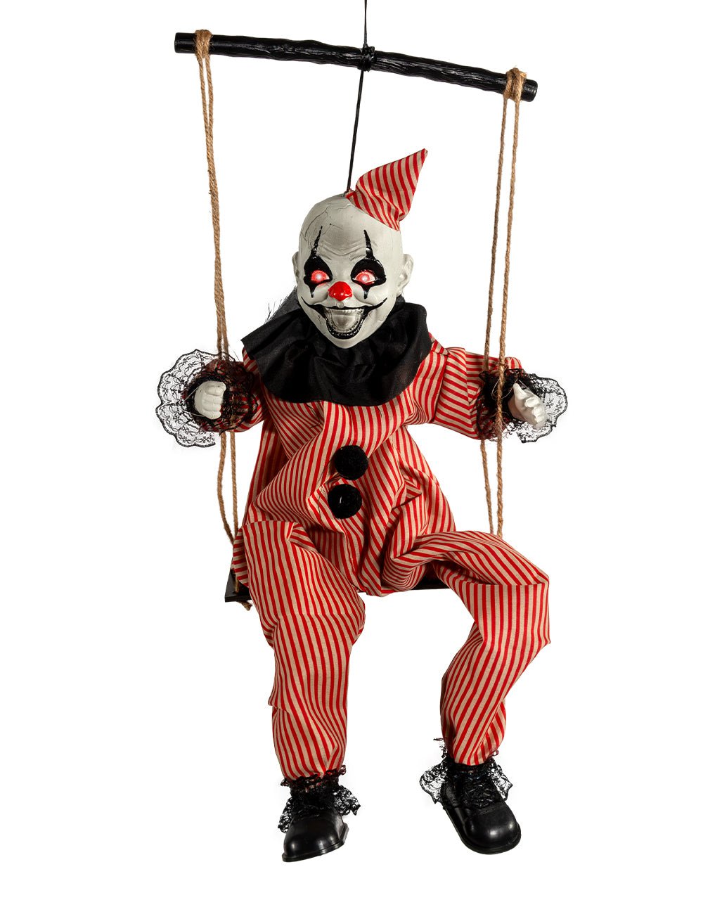 Fidgeting Horror Clown On Swing Animatronic 70cm