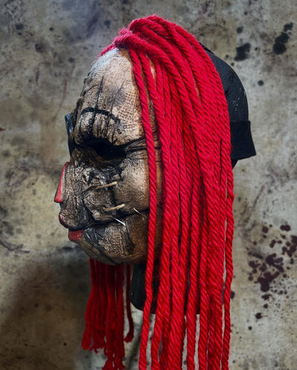 Raggedy Doll Mask with Red Wool Hair