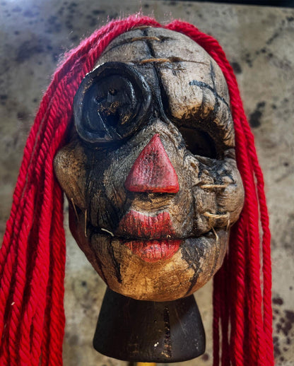 Raggedy Doll Mask with Red Wool Hair