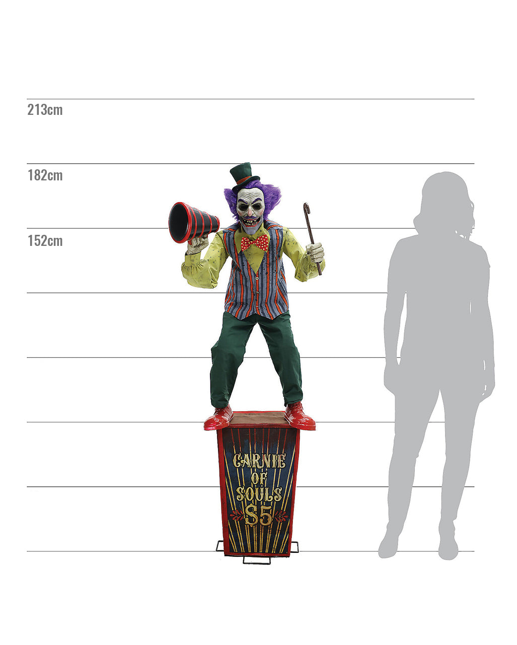 Zirkus Clown Marktschreier Halloween Animatronic 182cm