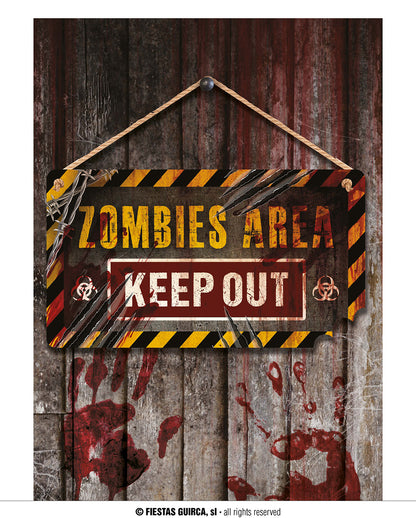 Zombie Area Holz Warnschild 20x35cm