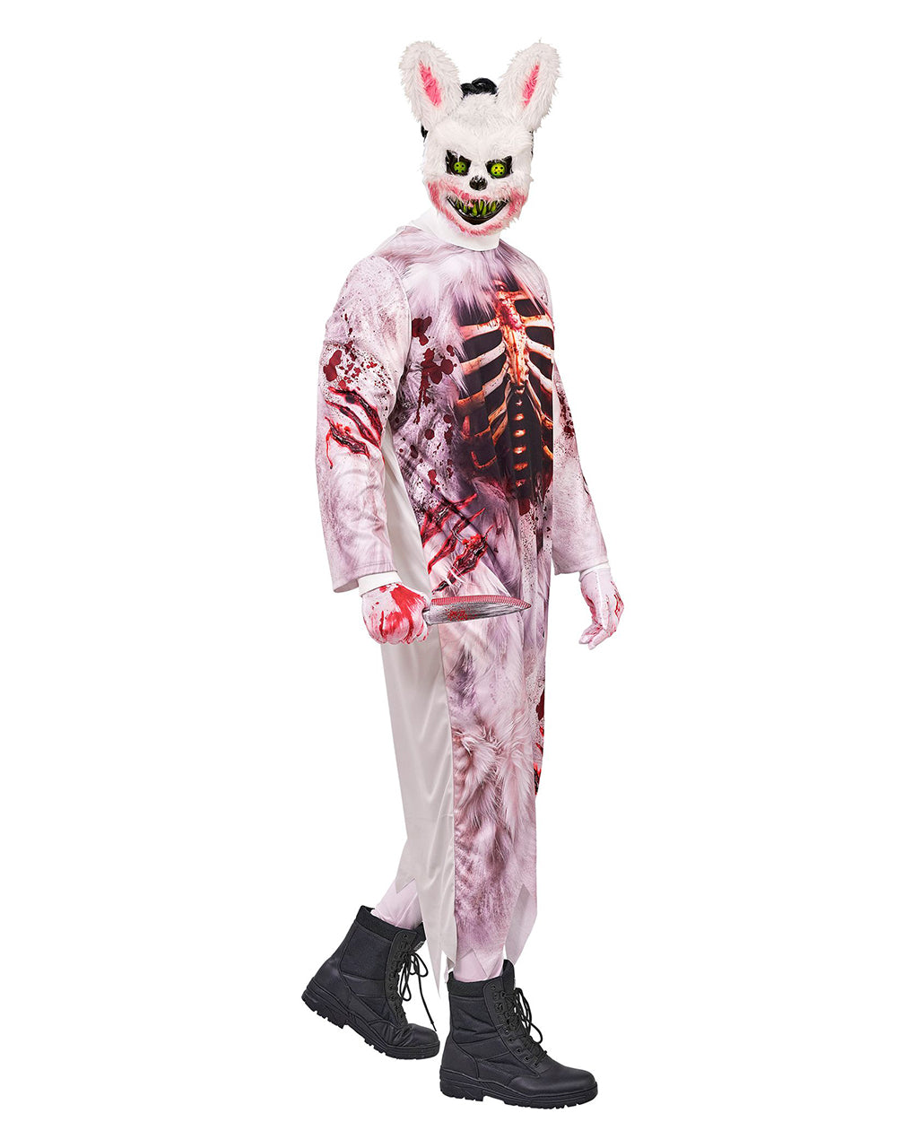 Zombie Bunny Herren Kostüm-Overall mit Maske