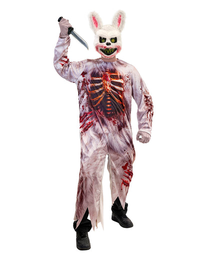 Zombie Bunny Herren Kostüm-Overall mit Maske