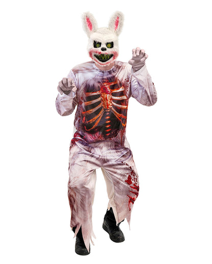 Zombie Bunny Herren Kostüm-Overall mit Maske