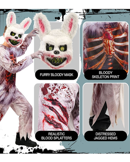 Zombie Bunny Kinder Kostüm-Overall mit Maske