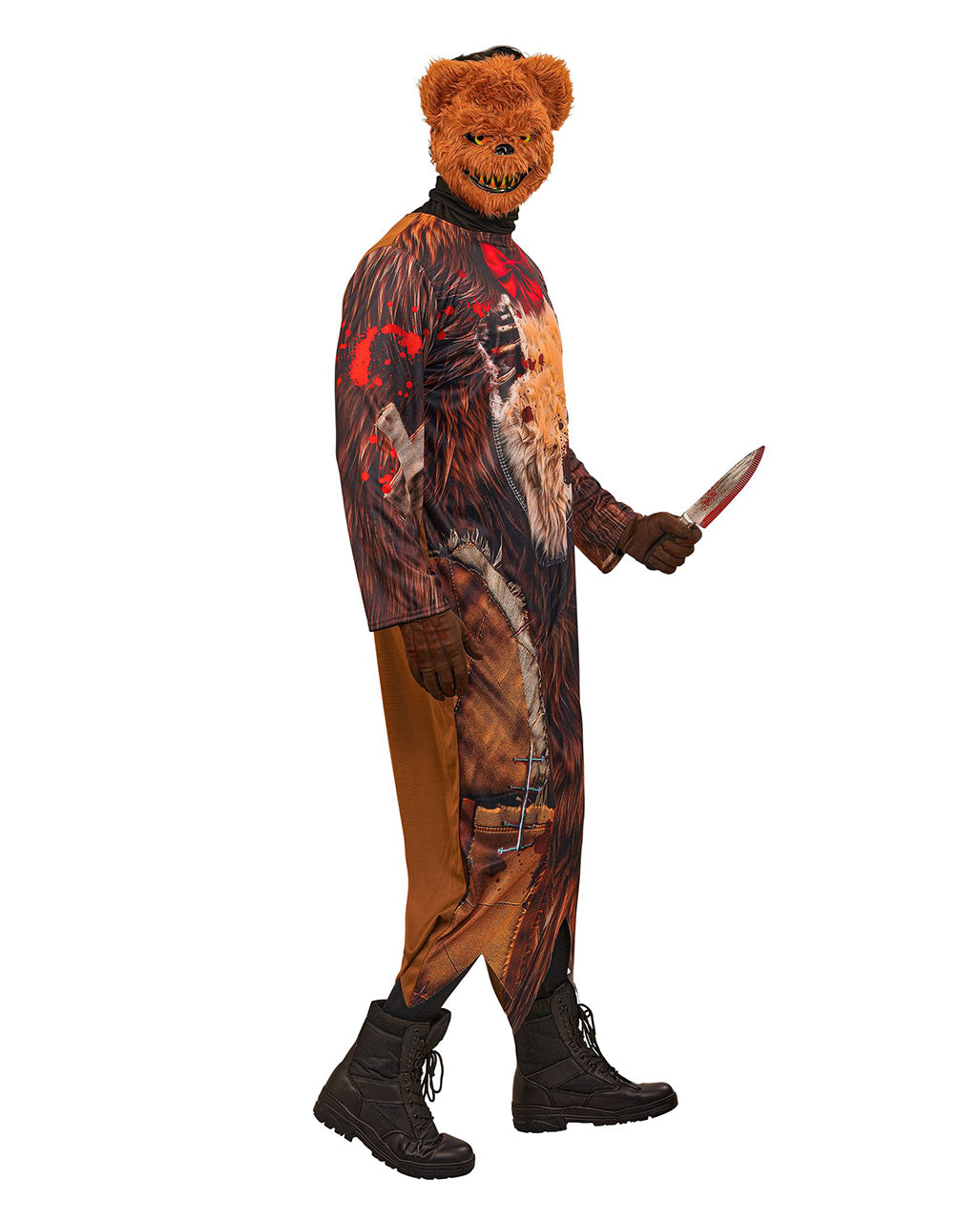 Zombie Teddy Herren Kostüm-Overall mit Maske