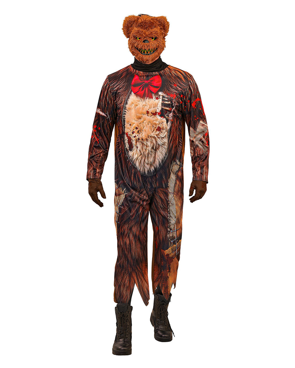 Zombie Teddy Herren Kostüm-Overall mit Maske