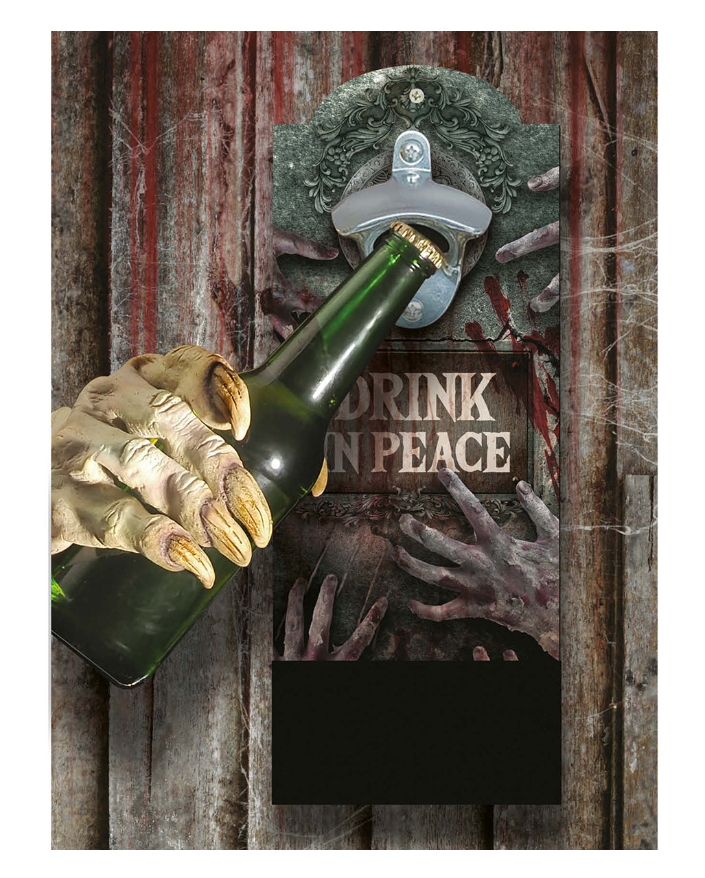 Zombie Wandflesopener Op Hout
