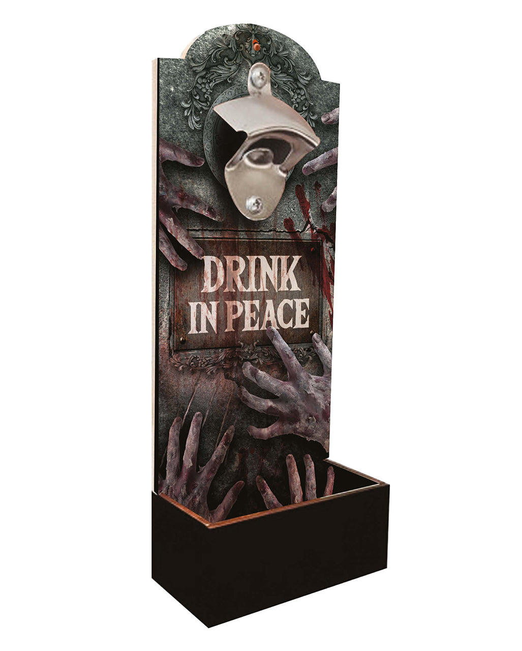 Zombie Wandflesopener Op Hout