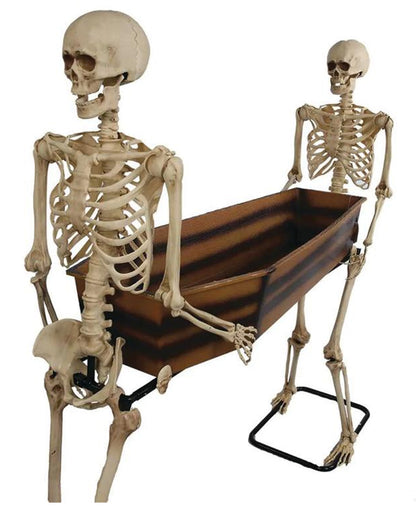 Zwei Lebensgroße Sarg tragende Skelette 152cm